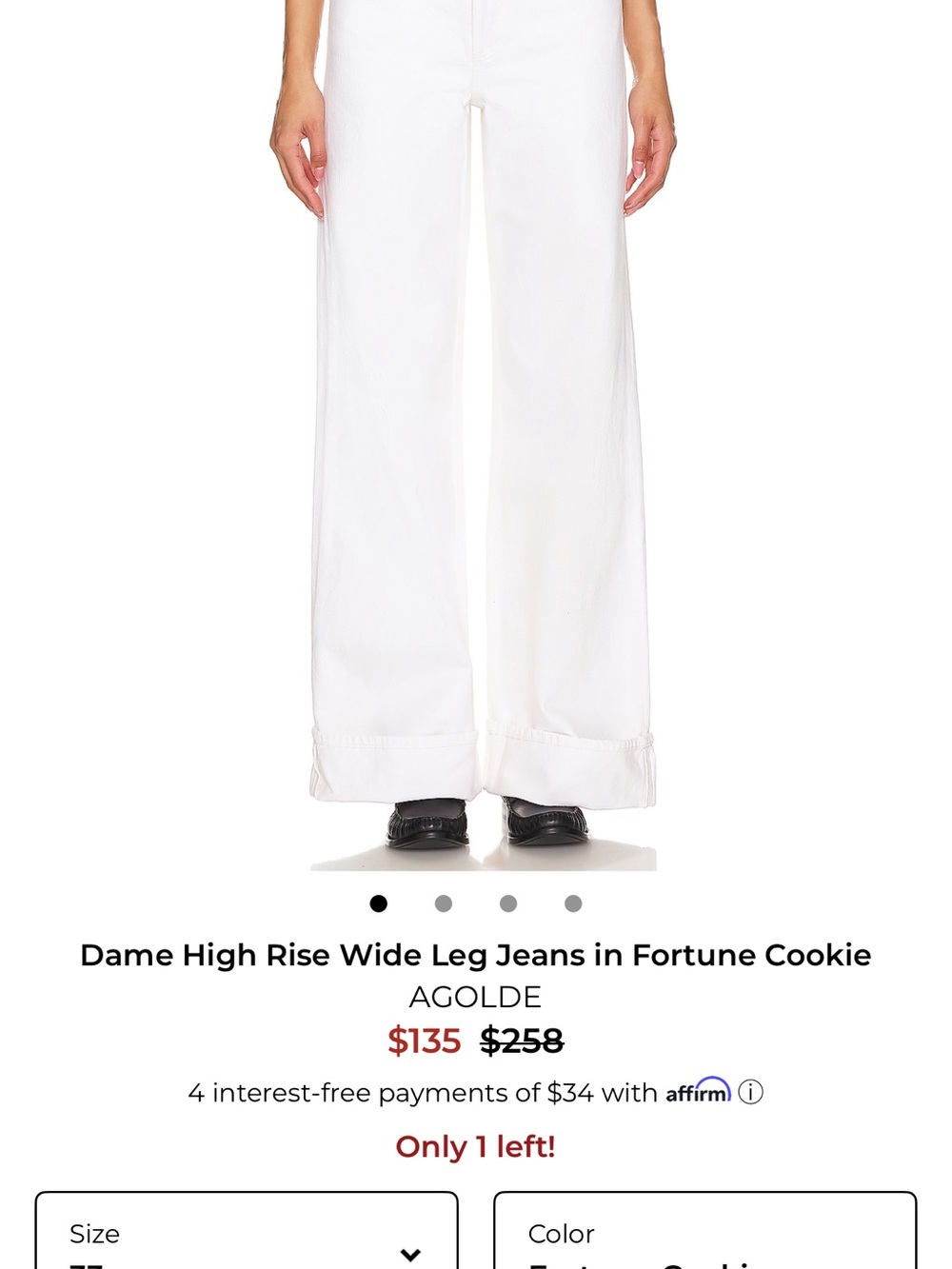 Agolde Dame High-Rise Wide Leg Jeans - Fortune Cookie White